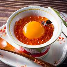 Chawanmushi with Egg Yolk and Salmon Roe