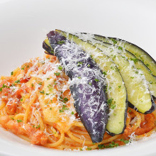 Pasta with eggplant tomato sauce
