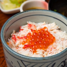 Crab rice topped with salmon roe