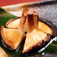 Charcoal grilled shiitake mushrooms