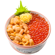 Sea urchin and salmon roe rice bowl