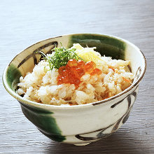 Crab rice topped with salmon roe
