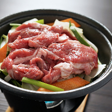 Mongolian mutton barbecue ("Jingisukan"), teppanyaki-style