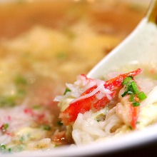 Crab rice soup