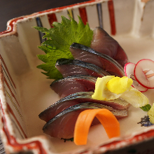 Japanese pickled mackerel sashimi