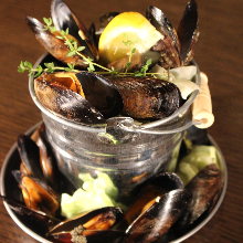 Mussels steamed in wine