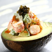 Shrimp and avocado with mayonnaise dressing