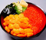 Sea urchin and salmon roe donburi
