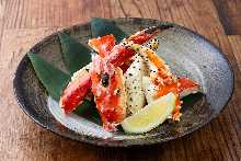 Grilled red king crab