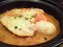 Clay pot stew made with tomato soup