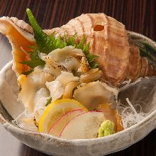 Live whelk sashimi