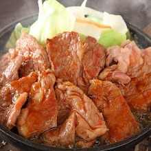 Mongolian mutton barbecue ("Jingisukan"), teppanyaki-style