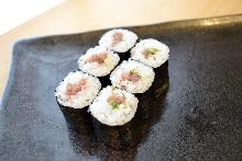 Negi toro (minced tuna with green onions) sushi rolls