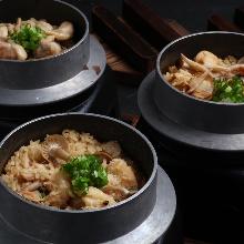 Chicken kamameshi (pot rice)