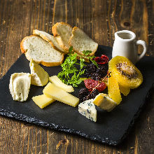 Platter of various dried fruits and cheese