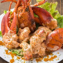 Fried shrimp dressed with mayonnaise