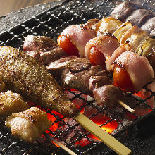 Assorted grilled chicken skewers, 5 kinds