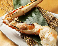 Grilled red king crab leg