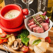 Meat cheese fondue