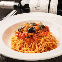 Pasta with eggplant tomato sauce