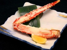 Charcoal grilled red king crab