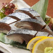 Japanese pickled mackerel sashimi