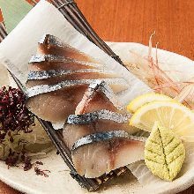 Japanese pickled mackerel sashimi