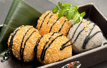 Sesame Dumplings and Black Sesame Ice Cream