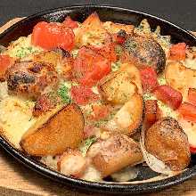 Baked Anchovy Potatoes with Bacon and Cheese