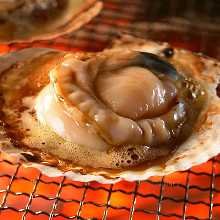 Grilled live scallop