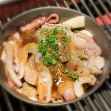 Grilled squid liver with miso