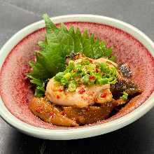 Oysters and mushrooms with nanban miso dressing