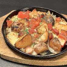 Baked Anchovy Potatoes with Bacon and Cheese