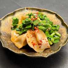 Boiled shrimp and garlic chives stuffed gyoza