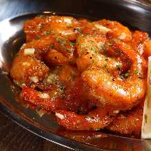 Garlic shrimp or fried oysters