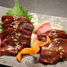 Horse liver sashimi