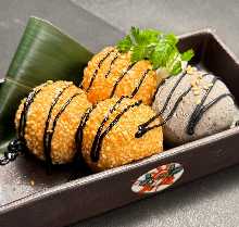 Sesame Dumplings and Black Sesame Ice Cream