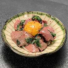 Soy Sauce Chive Liver with Raw Egg