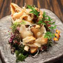 Live whelk sashimi