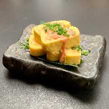 Japanese-style rolled omelet with marinated cod roe