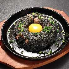 Piping hot black fried rice