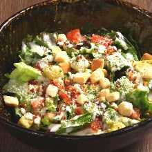 Caesar salad with avocado and slow-poached egg