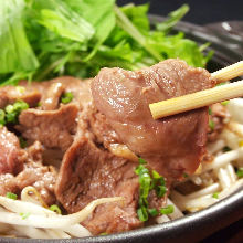 Mongolian mutton barbecue ("Jingisukan"), teppanyaki-style