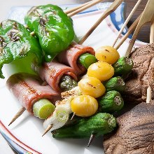 Assorted grilled vegetable skewers