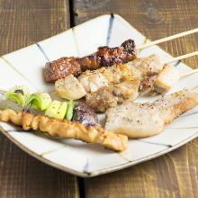Assorted grilled chicken skewers, 6 kinds