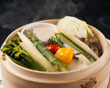 Steamed in a bamboo steamer