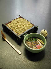 Buckwheat noodles dipped in a broth