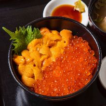 Sea urchin and salmon roe bowl