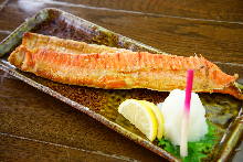 Grilled fatty salmon belly