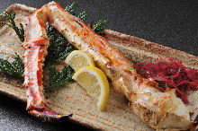 Grilled red king crab leg